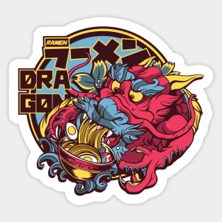 Ramen Eating Dragon Japanese Art Sticker